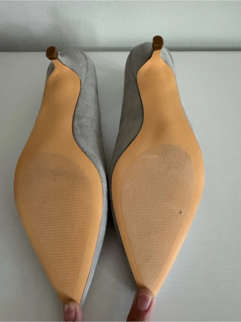 Journee Collection Light Gray Pointed Kitten Heel Pumps